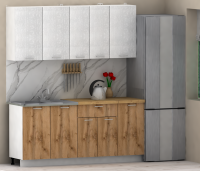 Кухня ЭлиГард LION 1,8 (Белый/Дуб натуральный/Дуб бунратти)