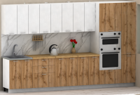 Кухня ЭлиГард LION 3,4 (Белый/Дуб натуральный/Дуб бунратти)
