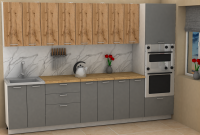 Кухня ЭлиГард LION 3,0 (Дуб натуральный/Дымчатый алмаз/Дуб бунратти)