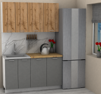Кухня ЭлиГард LION 1,4 (Дуб натуральный/Дымчатый алмаз/Дуб бунратти)