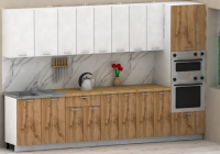 Кухня ЭлиГард LION 3,2 (Белый/Дуб натуральный/Дуб бунратти)