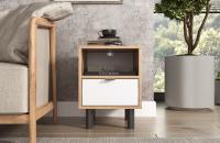Тумба прикроватная ЭЛИГАРД MONE 1S1N (Дуб Вотан/Белый)