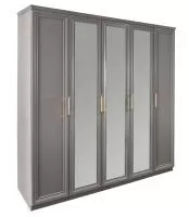 Шкаф ЭРА Мокко 5-дверный с зеркалом Серый камень