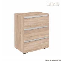 Комод Кортекс Мебель БАРИ 60-3ш (Дуб Сонома/Дуб Сонома/Белый)