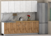 Кухня ЭлиГард LION 2,4 (Белый/Дуб натуральный/Дуб бунратти)