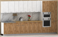 Кухня ЭлиГард LION 3,6 (Белый/Дуб натуральный/Дуб бунратти)