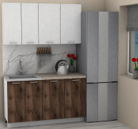 Кухня ЭлиГард LION 1,4 (Белый/Дуб нокс/Малага)