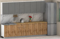 Кухня ЭлиГард LION 2,8 (Дымчатый алмаз/Дуб натуральный/Дуб бунратти)