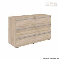 Комод Кортекс Мебель БАРИ 120-6ш (Дуб Сонома/Дуб Сонома/Белый)