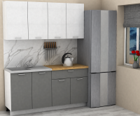 Кухня ЭлиГард LION 1,6 (2) (Белый/Дымчатый алмаз/Дуб бунратти)