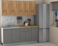 Кухня ЭлиГард LION 1,8 (Дуб натуральный/Дымчатый алмаз/Дуб бунратти)