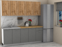 Кухня ЭлиГард LION 2,0 (Дуб натуральный/Дымчатый алмаз/Дуб бунратти)