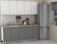 Кухня ЭлиГард LION 2,0 (Белый/Дымчатый алмаз/Дуб бунратти)