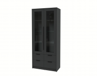 Шкаф с витриной Интерлиния КТ-ШВ2 (Антрацит/Антрацит)