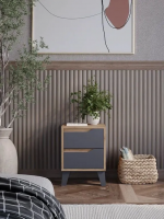 Тумба ЭлиГард прикроватная Eyva 2S (Дуб вотан/Графит)