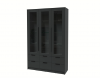 Шкаф с витриной Интерлиния КТ-ШВ3 (Антрацит/Антрацит)