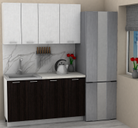 Кухня ЭлиГард LION 1,4 (Белый/Дуб марбург/Королевский опал)