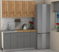 Кухня ЭлиГард LION 1,5 (Дуб натуральный/Дымчатый алмаз/Дуб бунратти)