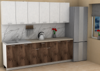 Кухня ЭлиГард LION 2,4 (Белый/Дуб нокс/Малага)