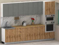 Кухня ЭлиГард LION 3,0 (Дымчатый алмаз/Дуб натуральный/Дуб бунратти)