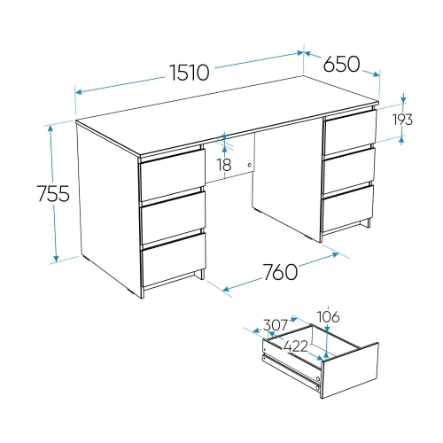 Стол письменный Новус Индустри Кастор 2.03.06.040.1 (Белый)