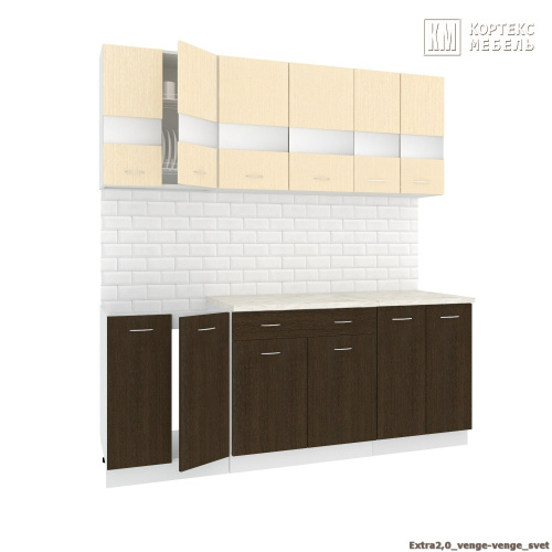 Кухня КортексМебель Корнелия ЭКСТРА 2,0 (Венге светлый/Венге тёмный/Королевский опал)