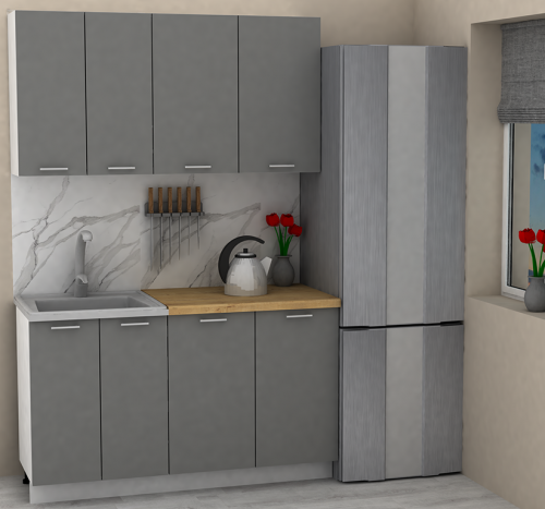 Кухня ЭлиГард LION 1,4 (Дымчатый алмаз/Дуб бунратти)