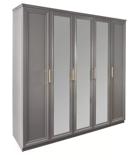 Шкаф ЭРА Мокко 5-дверный с зеркалом Серый камень