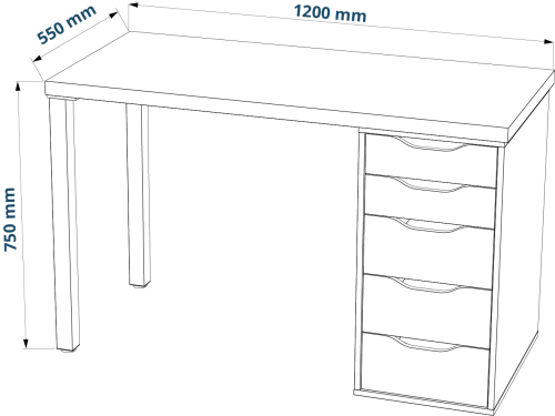 Стол письменный Mebelain ИНГАР 1/5T Беленый дуб/Белый