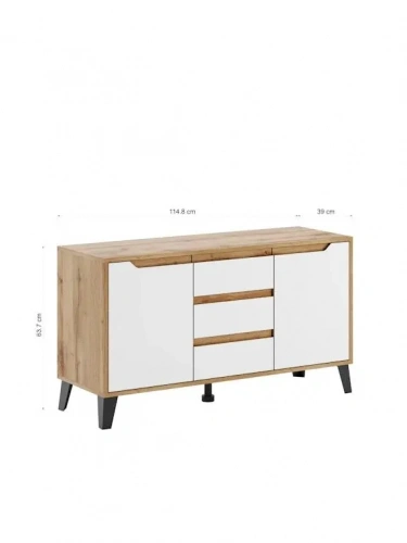 Тумба ЭлиГард Eyva RTV 2D3S (Дуб вотан/Белый)