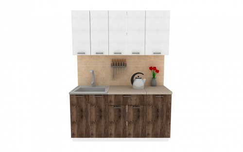 Кухня ЭлиГард LION 1,6 (1) (Белый/Дуб нокс/Малага)