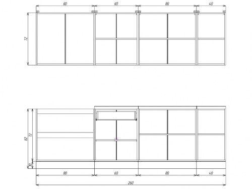 Кухня ЭлиГард LION 2,6 (Дуб натуральный/Дымчатый алмаз/Дуб бунратти)