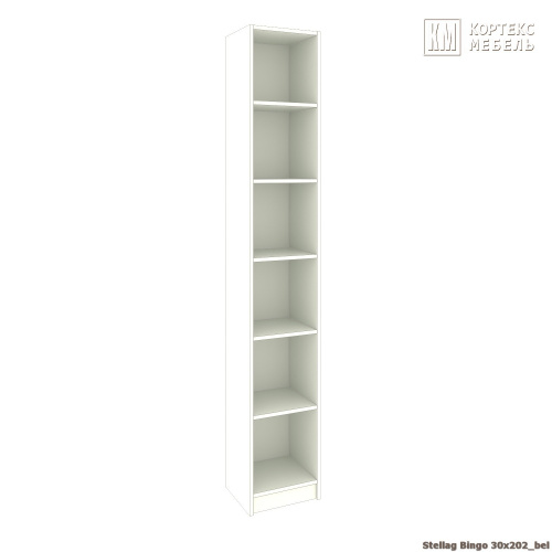 Стеллаж КортексМебель БИНГО 30х202 (Белый)