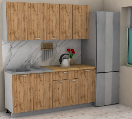 Кухня ЭлиГард LION 1,8 (Дуб натуральный/Дуб бунратти)