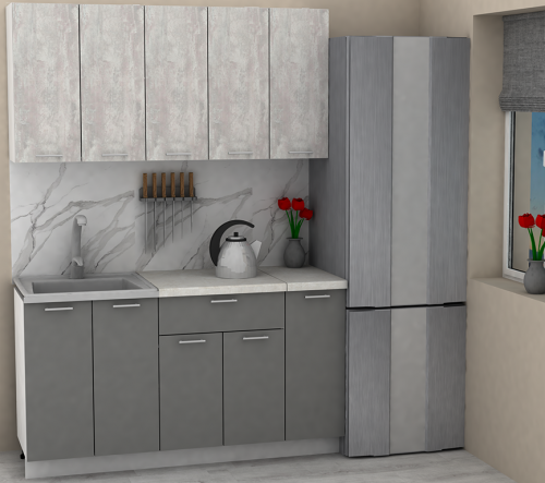 Кухня ЭлиГард LION 1,5 (Ледяное дерево/Дымчатый алмаз/Королевский опал)