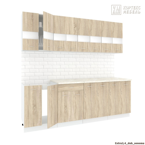 Кухня КортексМебель Корнелия ЭКСТРА 2,4 (Дуб сонома/Марсель)