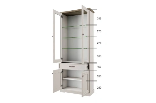 Шкаф c витриной anrex TOSCANA NEW 2V2D1S
