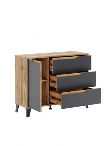 Тумба ЭлиГард Eyva 1D3S (Дуб вотан/Графит)