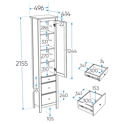 Шкаф с витриной Новус Индустри САГА 2.08.07.120.1 (Белый)