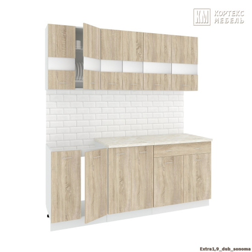 Кухня КортексМебель Корнелия ЭКСТРА 1,9 (Дуб сонома/Марсель)