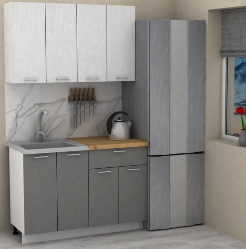 Кухня ЭлиГард LION 1,2 (Белый/Дымчатый алмаз/Дуб бунратти)