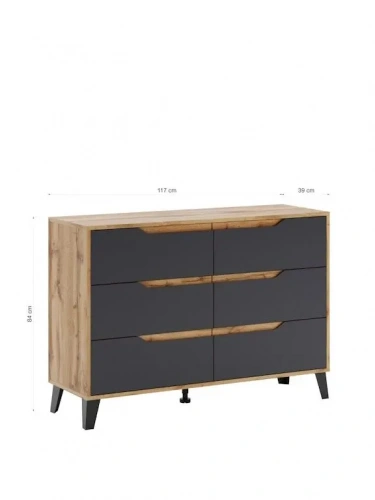 Комод ЭлиГард Eyva 6S (Дуб вотан/Графит)