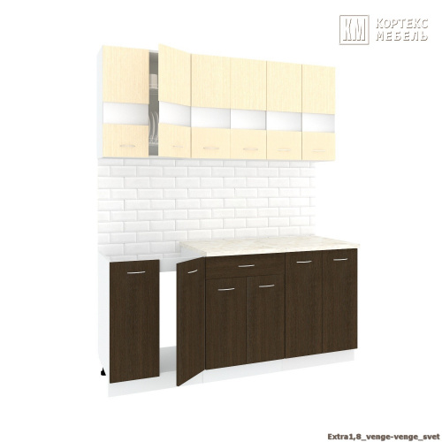 Кухня КортексМебель Корнелия ЭКСТРА 1,8 (Венге светлый/Венге тёмный/Королевский опал)