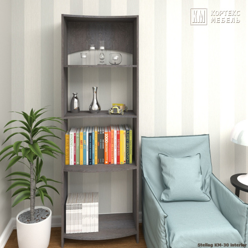 Стеллаж КортексМебель КМ 30 волна (Белый)