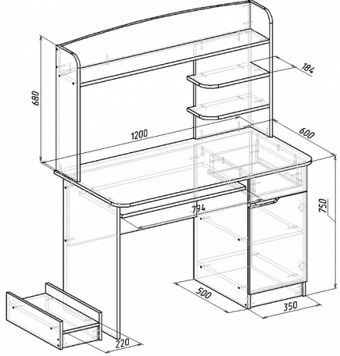 Стол компьютерный МебельКласс Лидер (Белый/Дуб сонома)