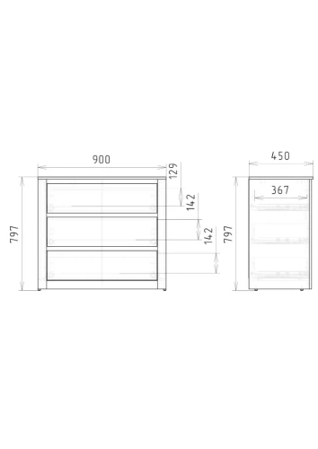 Комод РЭЙГРУПП Bremo KO-03 (3Y) 900*797*450 Дуб бордо лайт