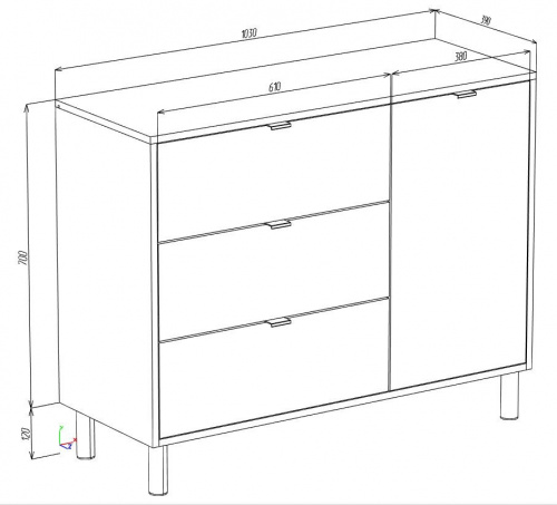 Тумба ЭЛИГАРД MONE 1D3S (Дуб Вотан/Белый)