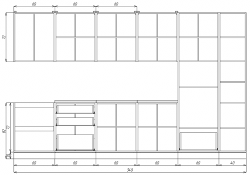 Кухня ЭлиГард LION 3,4 (Белый/Дуб нокс/Малага)
