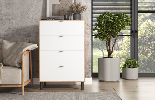 Комод ЭЛИГАРД MONE 4S (Дуб Вотан/Белый)
