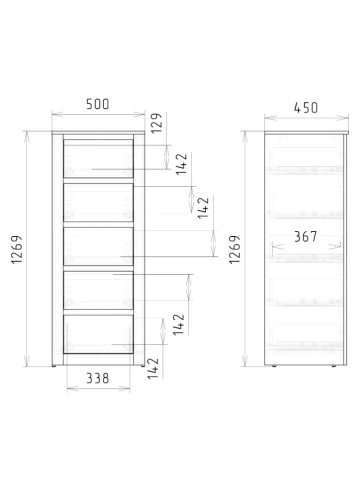 Комод РЭЙГРУПП Bremo KO-05 (5Y) 500*1269*450 Дуб бордо лайт